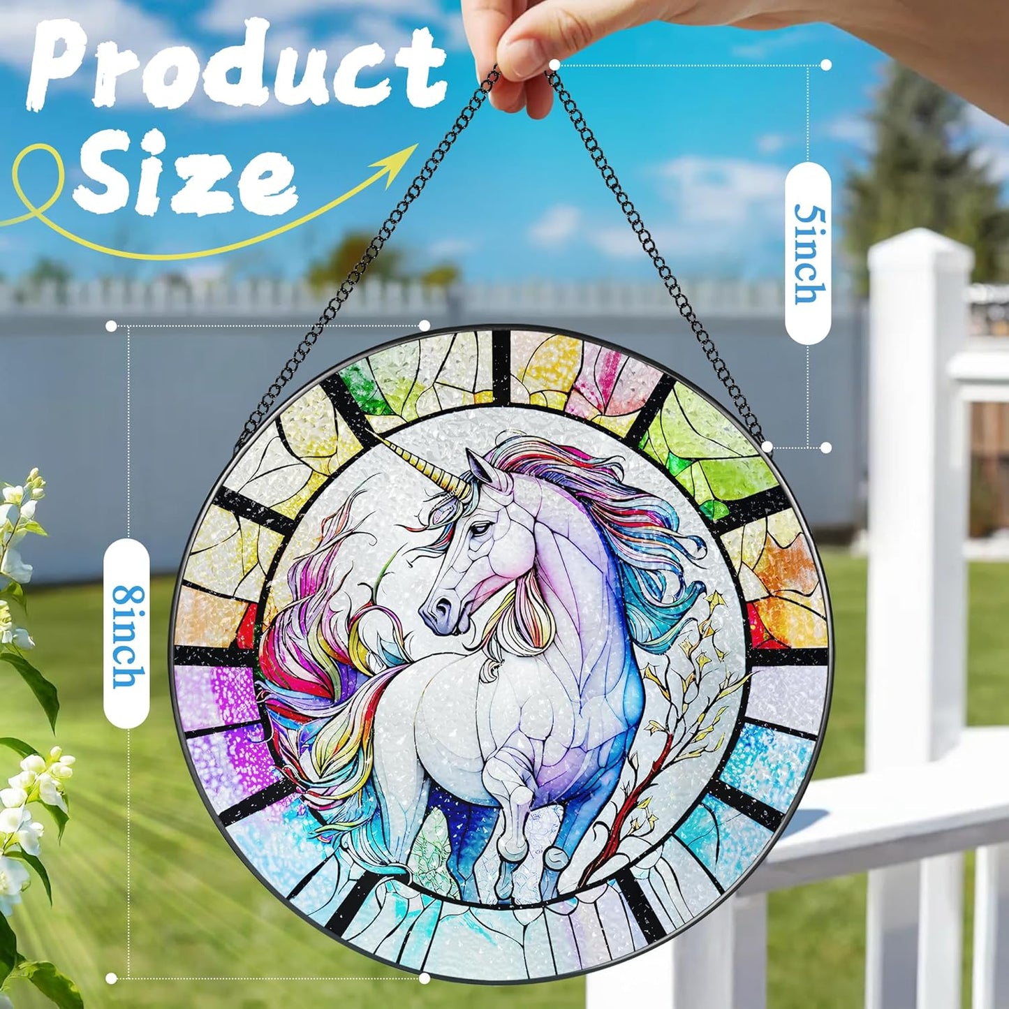 Stained Glass Window Hanging, Stained Glass Suncatcher, Unicorn Sun Catcher, Window Decor, Unicorn Gift, Gifts for Mothers Day, Christmas or Birthday Gift, Gifts for Her Mom Grandmother Daughter-VerdiqueGarden