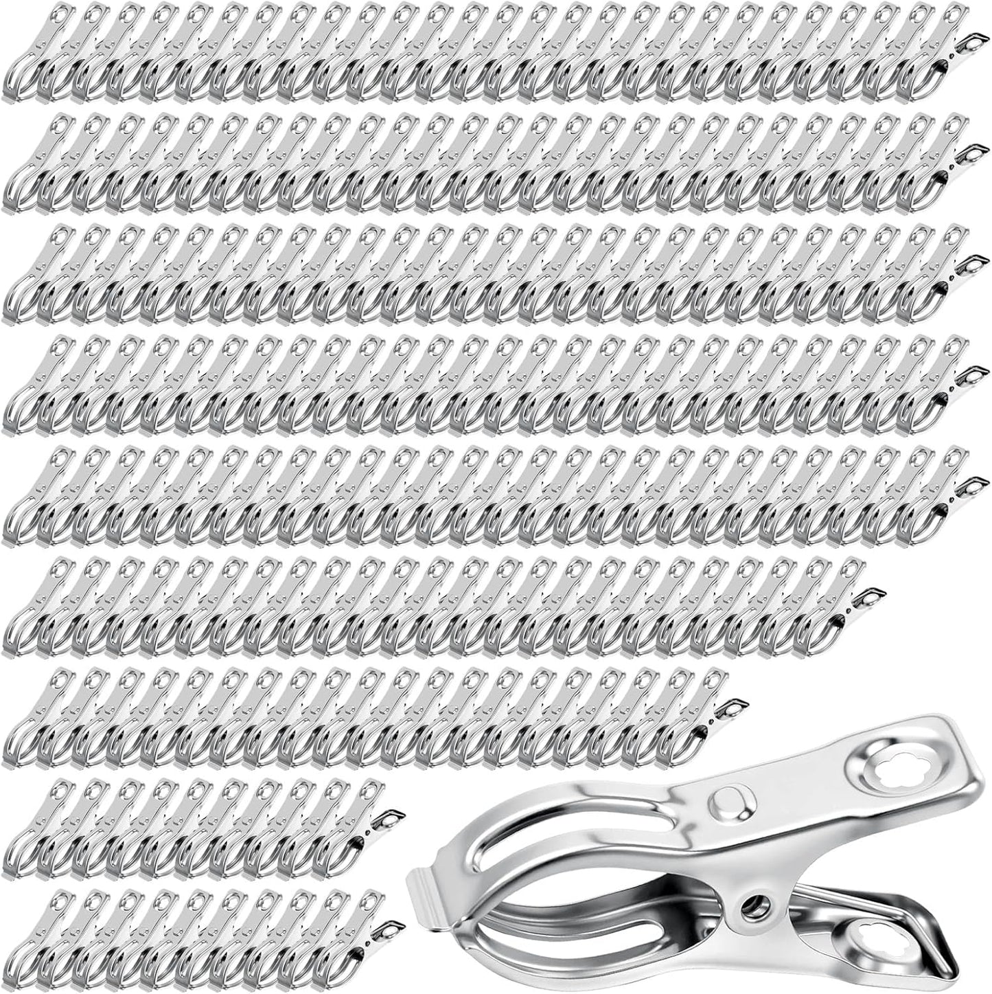 Upgraded 200 PCS Garden Clips, Greenhouse Clamps 100% Stainless Steel Heavy Duty Greenhuose Clips for Netting - Strong Grip to Hold Down Shade Cloth or Plant Cover on Garden Greenhouse Hoops-VerdiqueGarden