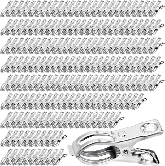 Upgraded 200 PCS Garden Clips, Greenhouse Clamps 100% Stainless Steel Heavy Duty Greenhuose Clips for Netting - Strong Grip to Hold Down Shade Cloth or Plant Cover on Garden Greenhouse Hoops-VerdiqueGarden