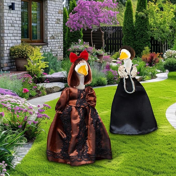 3 Pcs Porch Goose Outfit, Cute Porch Goosey Braid Wig, Crochet Hook Portico Goose Wig for Lawn Goosey Garden-VerdiqueGarden