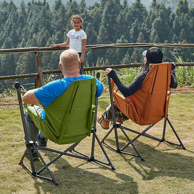 TIMBER RIDGE Hammock Camping Chair with Adjustable Backrest, Heavy Duty Folding Hammock Chair Supports 300lbs, Portable Hammock Chair for Camping, Travelling and Patio, Green 2 Pack-VerdiqueGarden