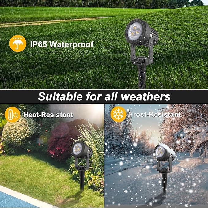 Solar Spot Lights Outdoor, Solar Landscape Spotlights IP65 Waterproof 9.8ft Cable, Auto On/Off Outdoor Wall Lights for Garden Yard Driveway Porch Walkway Pool (1-in-1 3000K Warm White 4 Pack)-VerdiqueGarden