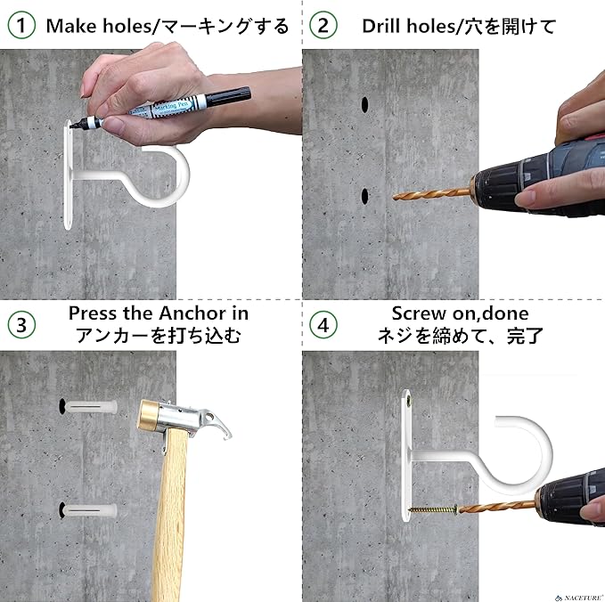 NACETURE Ceiling Hooks Heavy Duty 2 Pack - Plant Hooks for Ceiling Hanging Hook for Hanging Basket Hook, Light, Bird Feeders, Wind Chimes Décor Indoor & Outdoor (2.5" White 2 Pack)-VerdiqueGarden