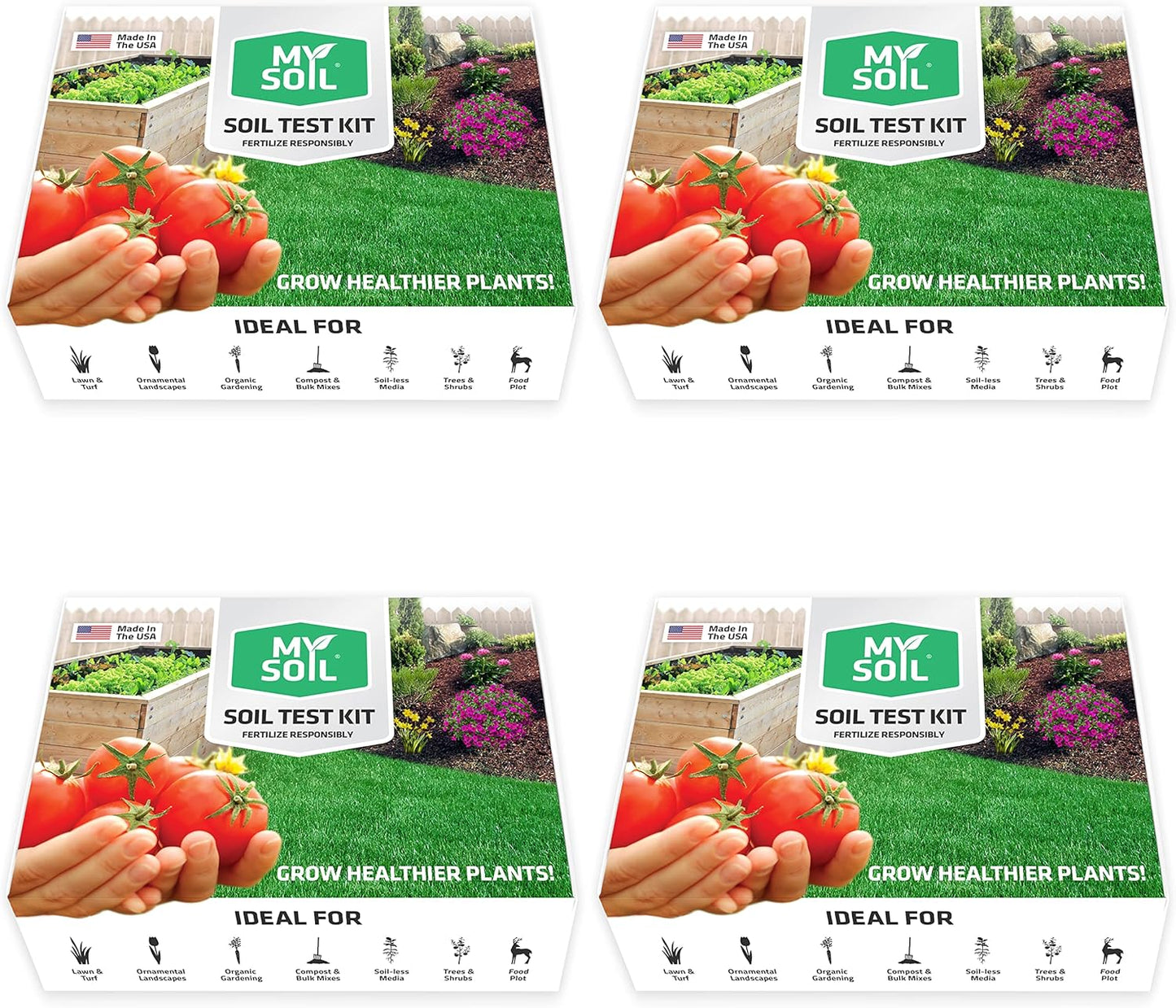 MySoil Soil Test Kit 4 Pack, Unlock Your Lawn & Garden Potential, Complete & Accurate Nutrient and pH Analysis with Recommendations Tailored to Your Soil and Plant Needs-VerdiqueGarden