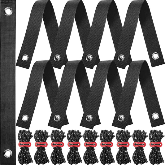 Sintuff 9 Set Heavy Duty Tree Stake Kit 15.75 Inches/ 40 cm Tree Straps for Staking and 13.12 ft/ 4 m Dock Lines Rope for Support Anchoring Home Leaning Plant Straightening Garden Tent (Black)-VerdiqueGarden