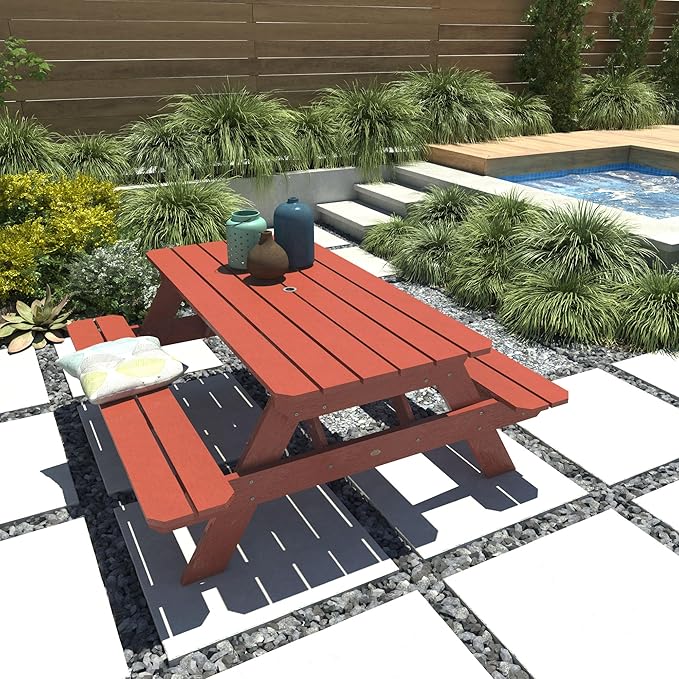 highwood Hometown Picnic Table, 6 Foot, Rustic Red-VerdiqueGarden