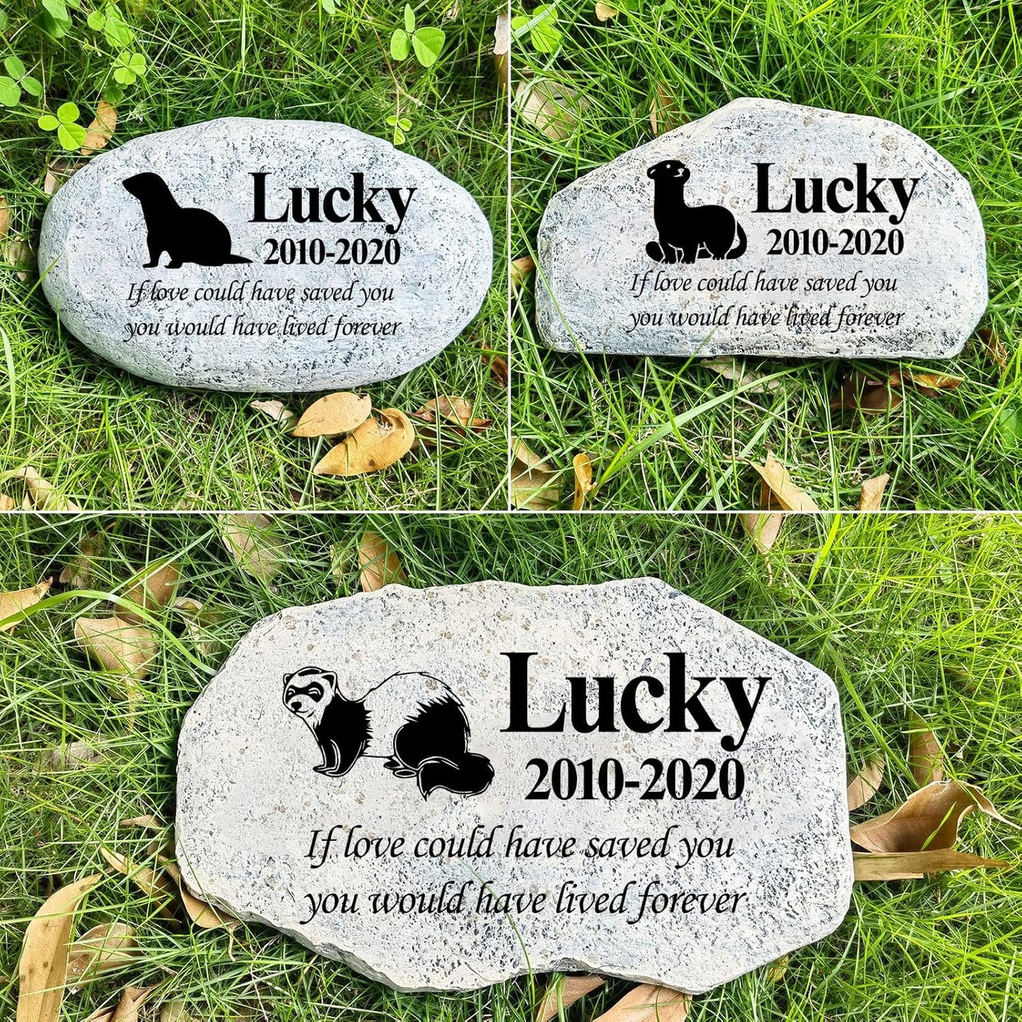 Zatanmulo Personalized Pet Memorial Stone, Garden Memorial Stone Personalized, Ferret Headstone, Ferret Tombstone, Memorial Plaque Outdoor, Garden Stepping Stone (Ferret)-VerdiqueGarden