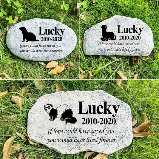 Zatanmulo Personalized Pet Memorial Stone, Garden Memorial Stone Personalized, Ferret Headstone, Ferret Tombstone, Memorial Plaque Outdoor, Garden Stepping Stone (Ferret)-VerdiqueGarden