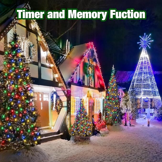 Christmas Light 1000 LEDs 336ft Green Cable Wire Fairy String Tree Twinkle Lights Plug in 12 Modes for Christmas Party, Outdoor, Garden, Wedding, Home Decoration (Blue)-VerdiqueGarden