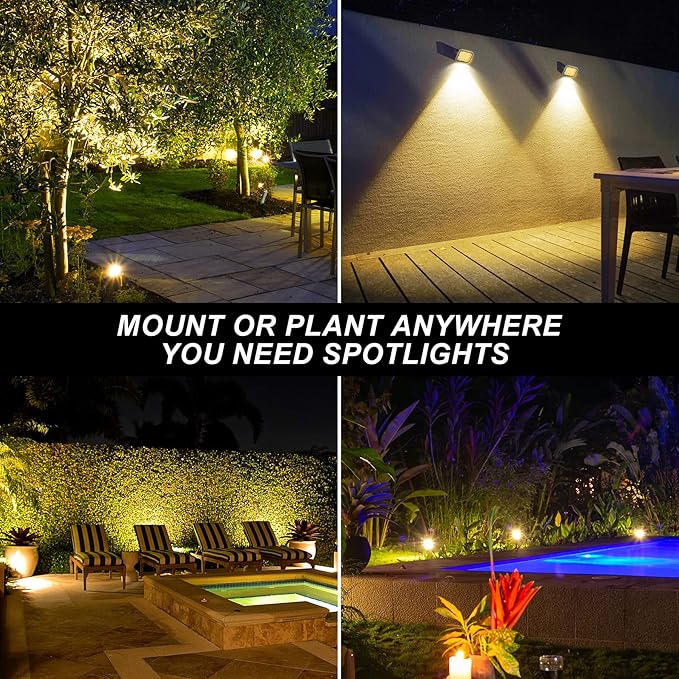 20 LED IP65 Waterproof Outdoor Spot Lights - Dusk-to-Dawn 3000K Warm White Solar Landscape Lights for Yard, Garden, Driveway, Porch, Walkway-VerdiqueGarden