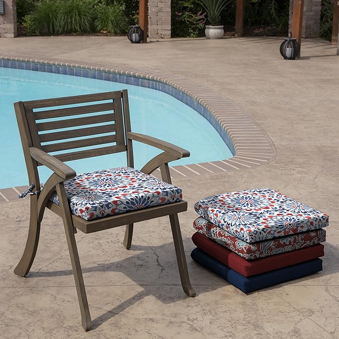 Arden Indoor/Outdoor Seat or Rocking Chair Cushion, 19 x 18, Water Repellent, Rain Proof, Fade Resistant Cushion for Rocking or Dining Chairs Clark Blue-VerdiqueGarden