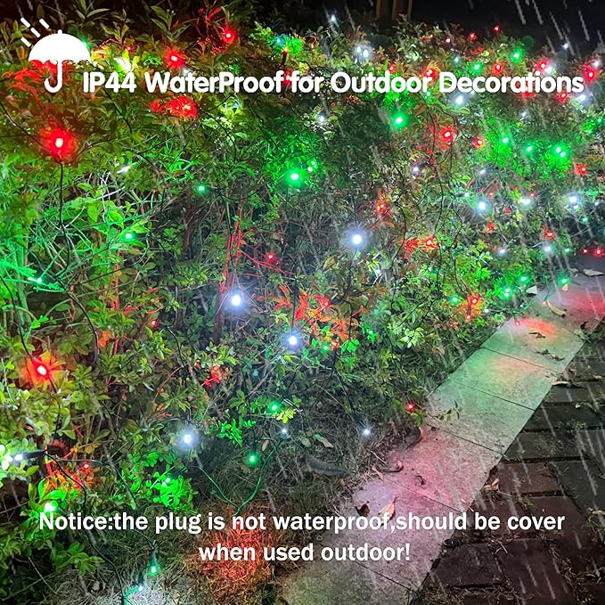 HISHINY Christmas Net Lights Outdoor for Bushes,100LED 5X5ft Connectable Bush Yard Mesh Shrub Net Light Decorations for Party, Holiday, Wedding, Tree,Home Decor(Red White Green)-VerdiqueGarden