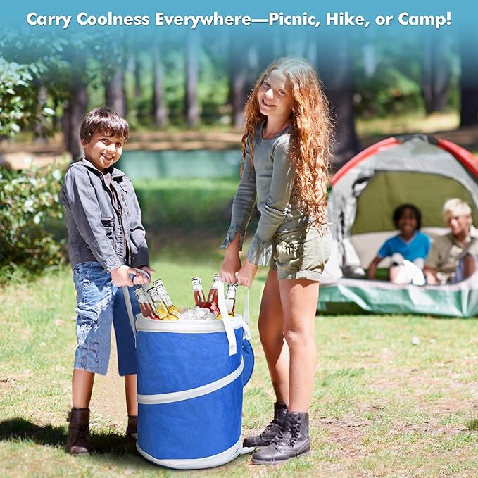 Tirrinia Large Pop-Up Golf Cooler Bag- Insulated Collapsible Cooler with Flat Drink Table for Golf Cart, Lightweight and Portable Ice Beach Cooler for Travel, Fishing, Picnics, Hiking, Camping-VerdiqueGarden