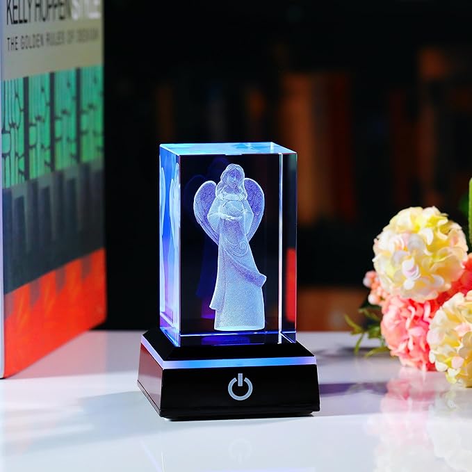 Qianwei 3D Crystal Guardian Angel Figurines Gifts for Women - Angel Red Cardinal Gifts Statue Stuff Paperweight Sympathy Christian Gifts for Best Friend Keepsake Paperweight-VerdiqueGarden