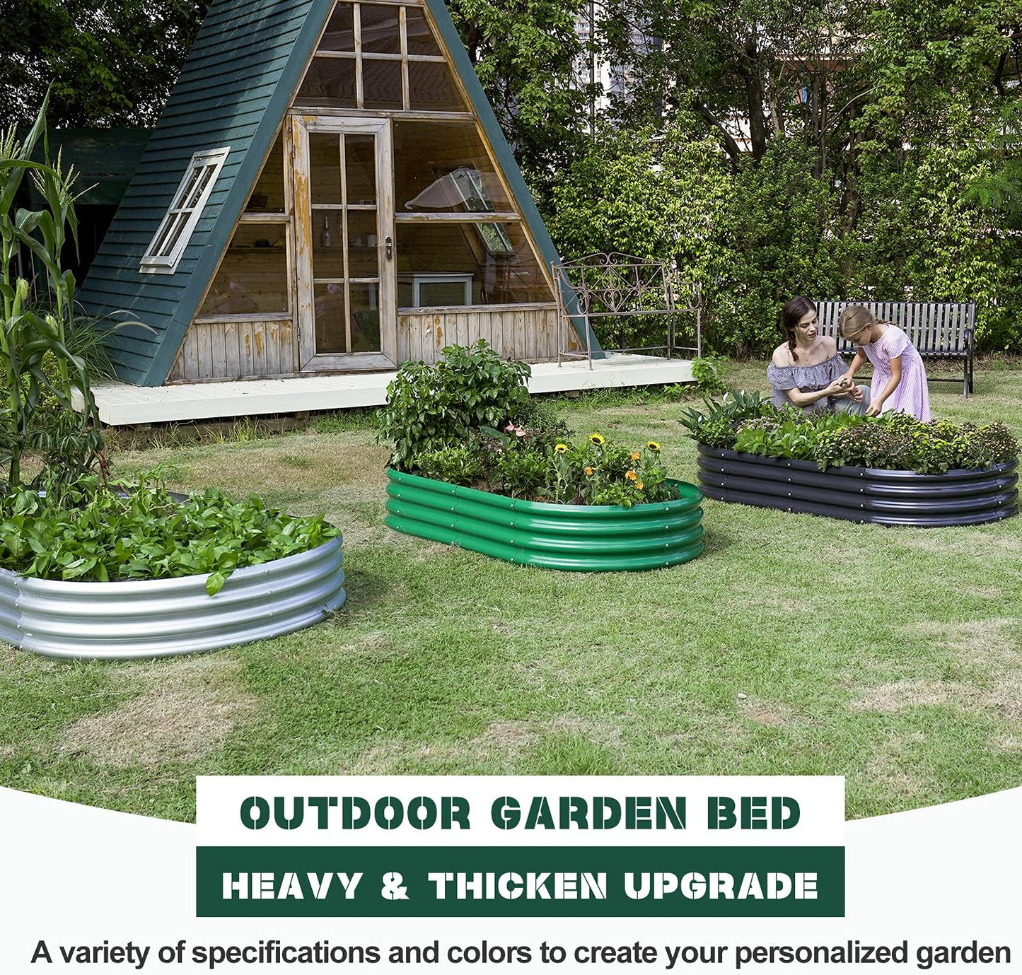 Land Guard Galvanized Raised Garden Bed Kit, Galvanized Planter Garden Boxes Outdoor, Oval Large Metal Raised Garden Beds for Vegetables…………-VerdiqueGarden