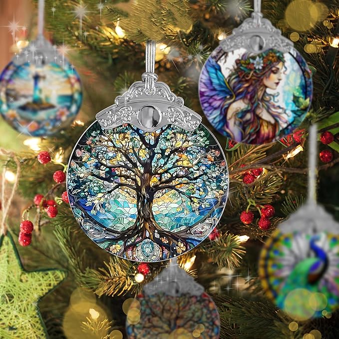 Tree of Life Stained Glass Suncatcher - Holidays & Christmas Tree Ornament, Decor & Gifts-VerdiqueGarden