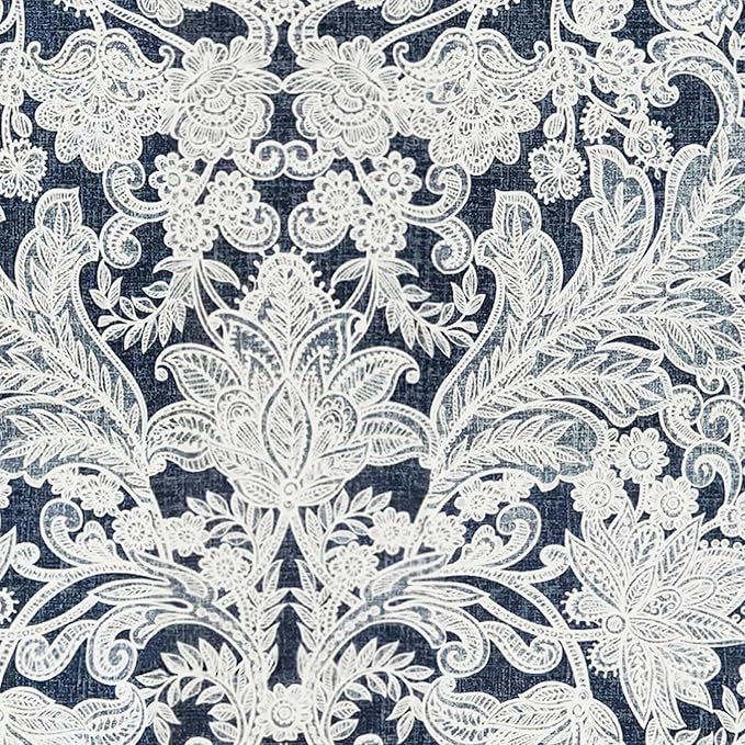 LVTXIII Outdoor Low Back Chair Cushions, Seasonal Replacement Adirondack Chair Cushion with Ties, Patio Waterproof Seat Cushions for Home Garden Use, 21 W x 21 D, Set of 2, Damask Lapis-VerdiqueGarden