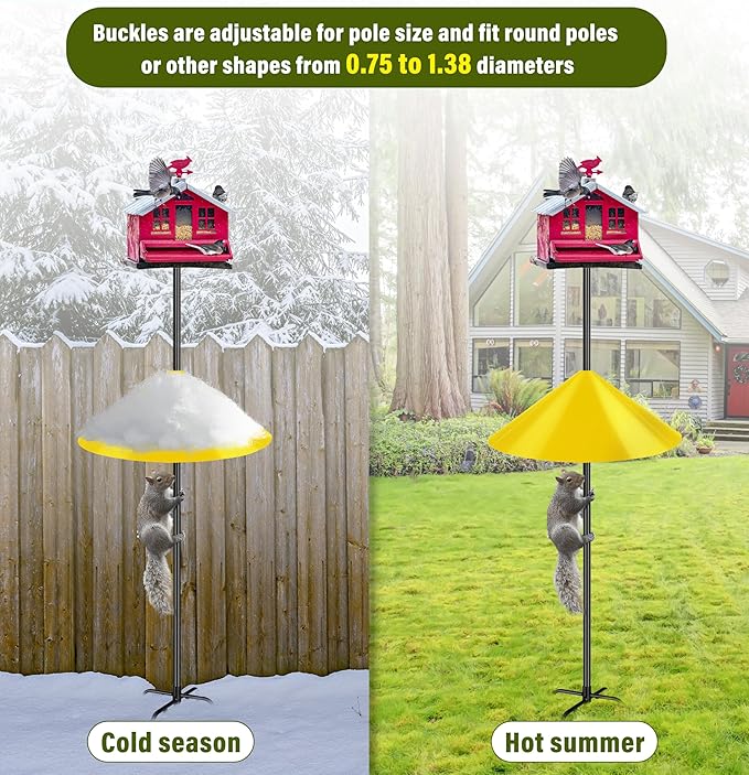 Squirrel Baffle for Bird Feeder Pole, 19-Inch Outdoor Bird Feeder Guard, Squirrel-Proof Birdhouse Baffles, Shepherd's Hook for Outside(Yellow)-VerdiqueGarden