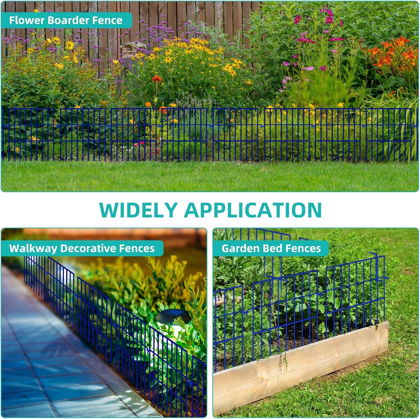Animal Barrier Fence, 25 Panels No Dig Fences, 17in(H) X 27ft(L) Garden Fence Animal Barrier for Rabbits and Dog Under Fencing Barrier, Rustproof Metal Fences Border for Outdoor, Yard, Patio-VerdiqueGarden