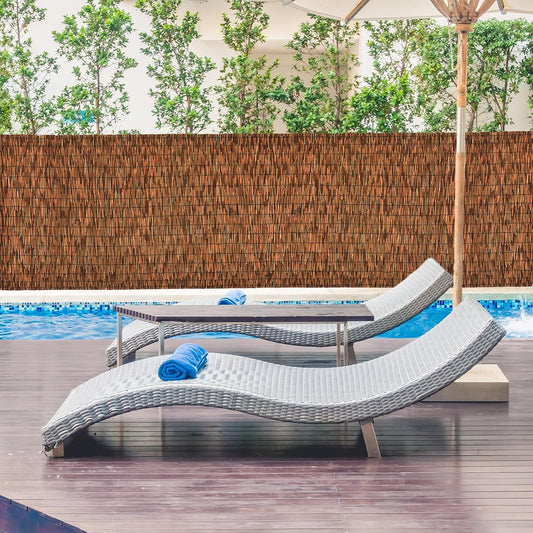 Brown 2 Pack 4FT X 16.4FT Reed Fencing Roll, Balcony Privacy Shade Reed Bamboo Fencing Garden Fence Border, Wind Block Sunshade Fence Screen for Outdoor Yard Patio Flower Bed Edge-VerdiqueGarden