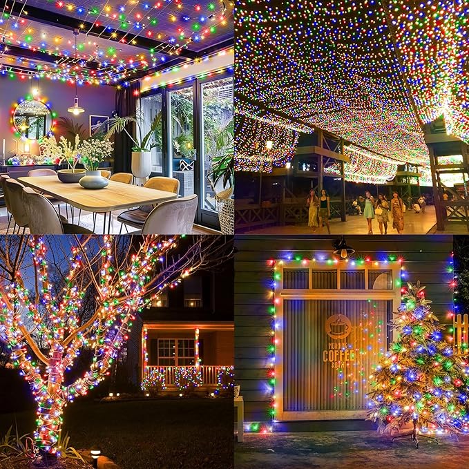 KNONEW 403ft 1000 LED String Lights Outdoor Christmas Lights 8 Modes & Timer Fairy Light Plug in Waterproof LED String Lights for Xmas Yard Tree Wedding Party Holiday Decorations (Multicolor)-VerdiqueGarden