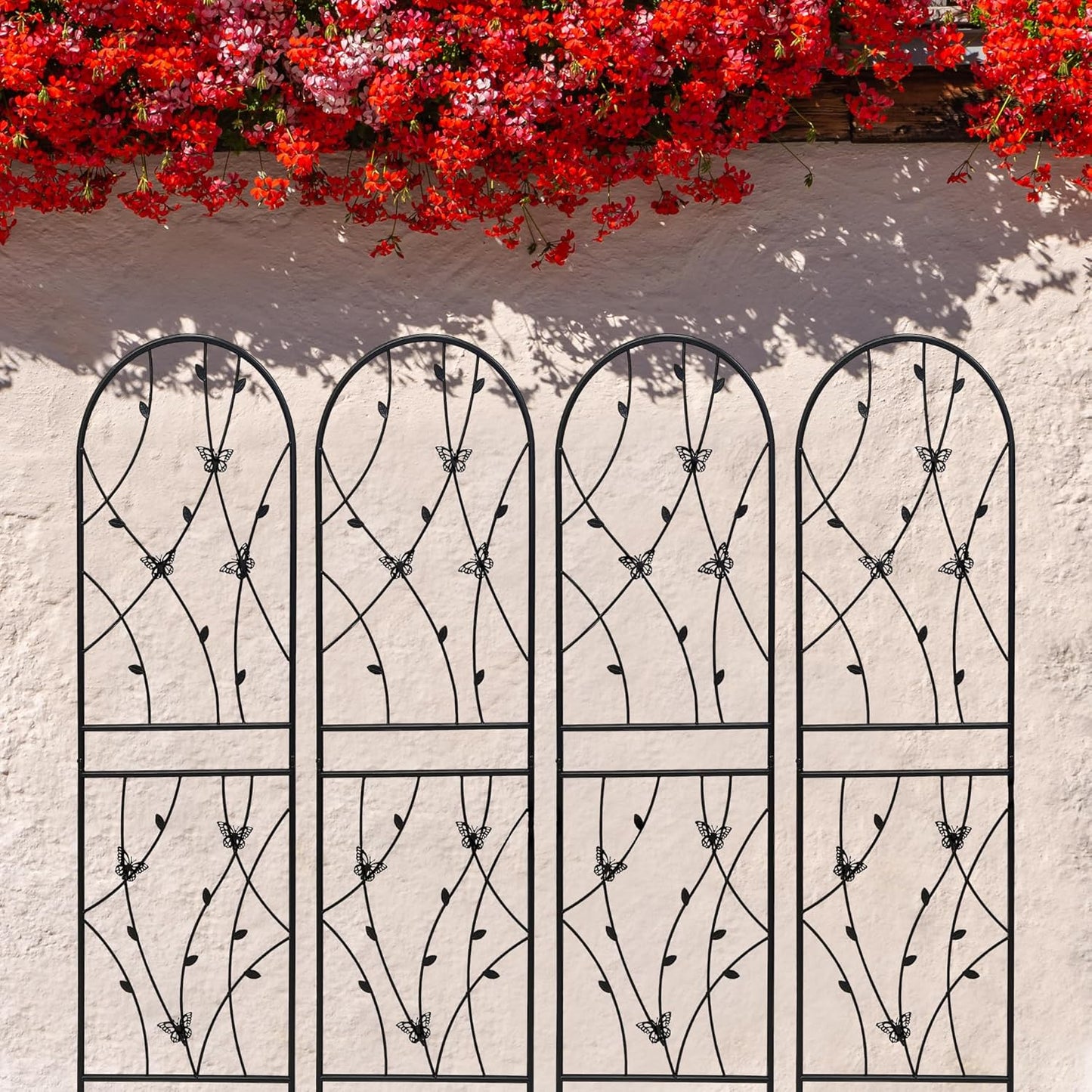 6 Pack Metal Garden Trellis 6FT Outdoor Garden Fence Rustproof Trellis for Climbing Plants Support Roses Flower Lawn Decoration, Black 71" Tall-VerdiqueGarden