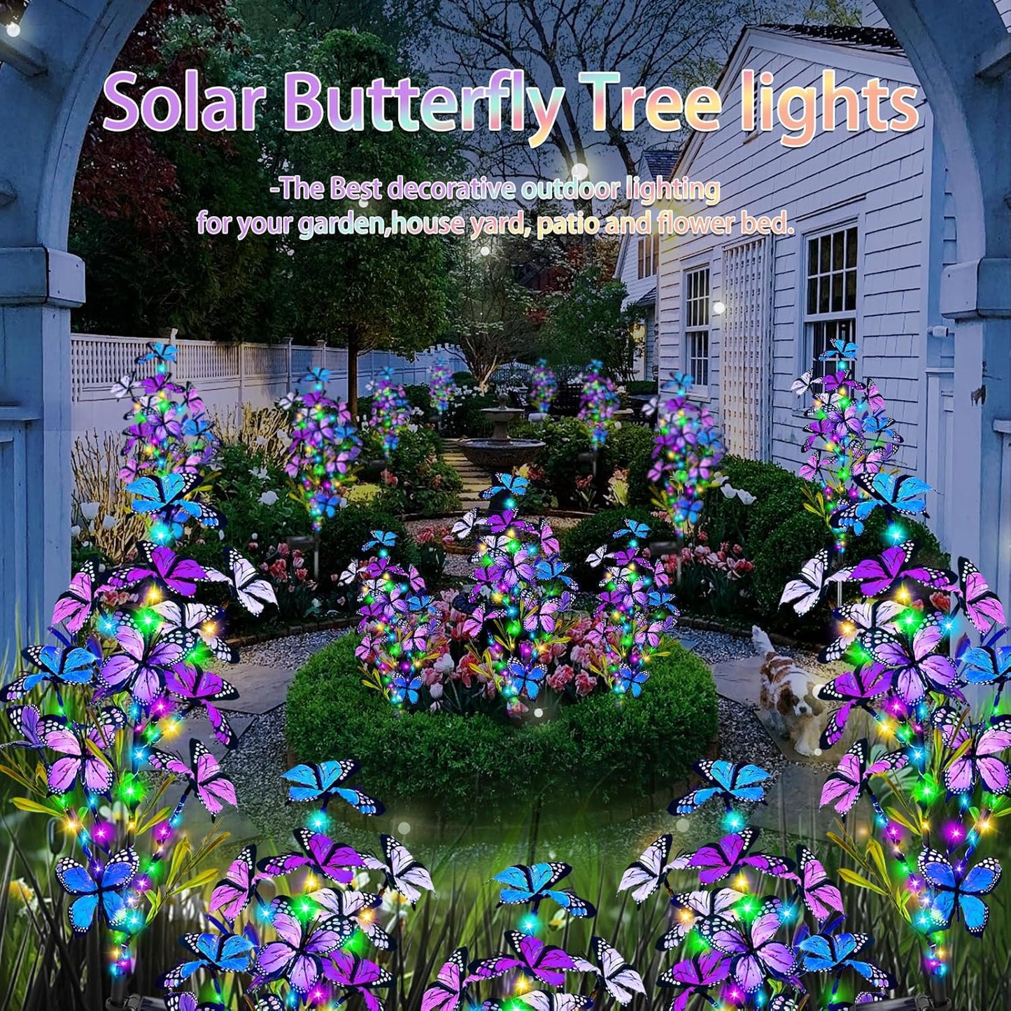 Solar Garden Lights Outdoor, Waterproof 6 Pack Solar Butterfly Lights with 60 LED 12 Butterfly Colorful Lighting for Garden Yard Lawn Outdoor Decor, Gift for Mom Women Mother's Day-VerdiqueGarden