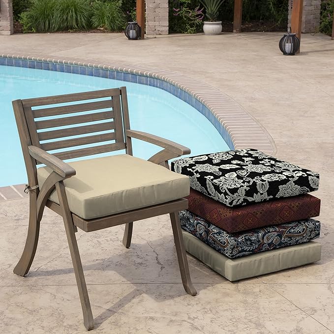Arden Selections Outdoor Wicker Chair Cushion, 20 x 18, Rain-Proof, Fade Resistant 21 x 21, Tan Leala (Pack of 4)-VerdiqueGarden