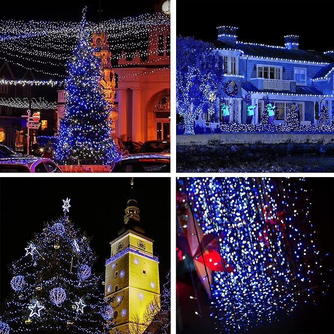 weillsnow Outdoor Christmas Decoration,66 FT 200 LED String Lights with Timer Memory Function,Plug in Waterproof Fairy Lights for Indoor Outdoor Home Room Garden Christmas Party Decor(Blue&White)-VerdiqueGarden