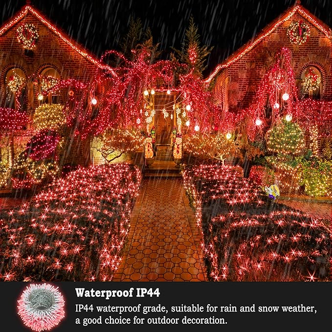 KNONEW 403ft 1000 LED String Lights Outdoor Christmas Lights 8 Modes & Timer Fairy Light Plug in Waterproof LED String Lights for Xmas Yard Tree Wedding Party Holiday Decorations (Red)-VerdiqueGarden