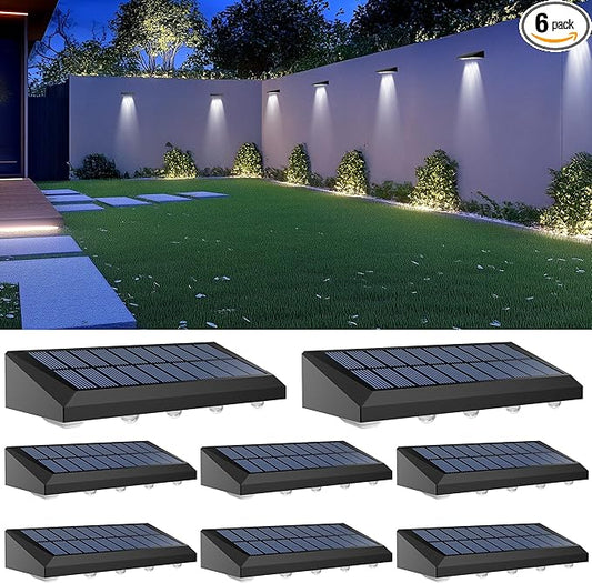 Solar Fence Lights Outdoor Waterproof IP65, 8 Pack Fence Lights Solar Powered 60 Lumens Auto On/Off Step Wall Lights Outside Decorations for Yard, Porch, Patio, Stairs, Pool, Deck, Garden-White Light-VerdiqueGarden