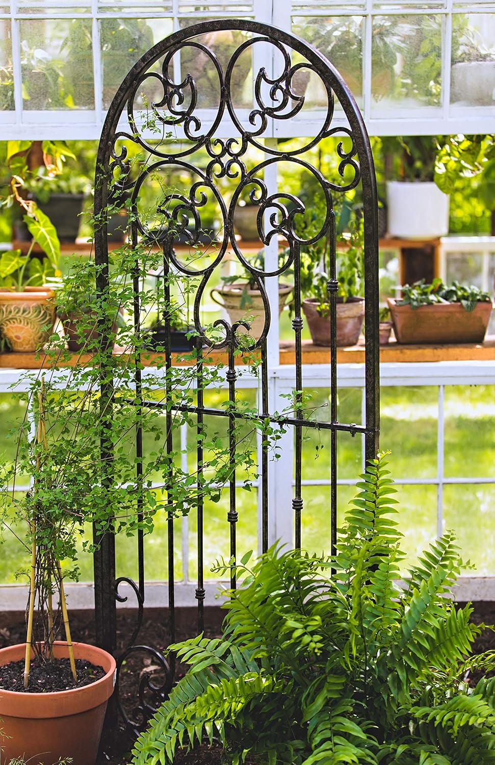 H Potter Garden Trellis for Climbing Plants Metal Wrought Iron Outdoor Wall Panel for Vines Flowers-VerdiqueGarden