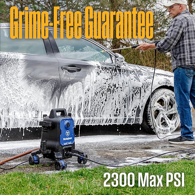 Westinghouse ePX3100 Electric Pressure Washer, 2300 Max PSI 1.76 Max GPM with Anti-Tipping Technology, Onboard Soap Tank, Pro-Style Steel Wand, 5-Nozzle Set, for Cars/Fences/Driveways/Home/Patios-VerdiqueGarden