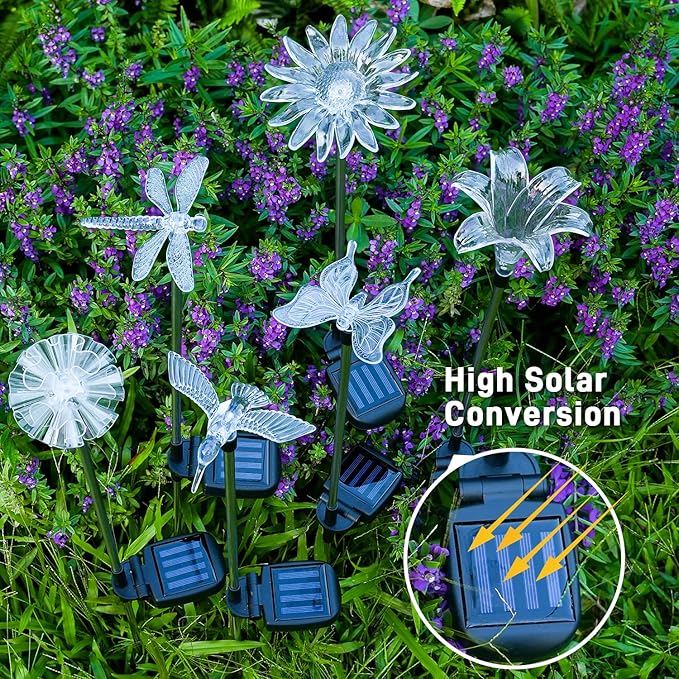 Solar Garden Lights Outdoor - 6 Pack LED Figurine Stake Lights, Color Changing Landscape Lighting, Halloween Decorative Flower Lights Solar Powered Waterproof for Patio Yard Pathway, Housewarming Gift-VerdiqueGarden