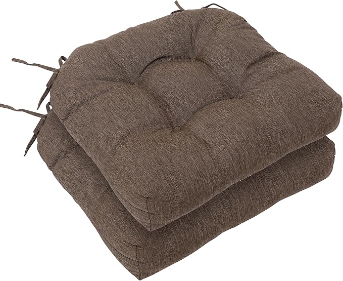 RACE LEAF 19" x 19" Patio Chair Seat Pads Brown - Outdoor/Indoor Patio Cushions Set of 2 - Replacement Cushions for Chairs and Seating - Olefin Seat Pads for Porch, Deck, and Garden Seats-VerdiqueGarden