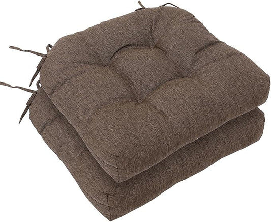 RACE LEAF 19" x 19" Patio Chair Seat Pads Brown - Outdoor/Indoor Patio Cushions Set of 2 - Replacement Cushions for Chairs and Seating - Olefin Seat Pads for Porch, Deck, and Garden Seats-VerdiqueGarden