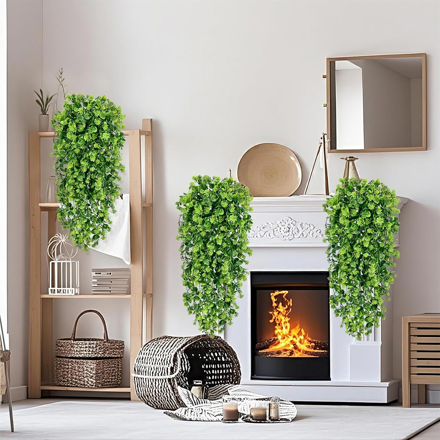 Waipfaru 4Pcs Fake Hanging Plants 3ft Fake Plants UV Resistant Fake Vines Artificial Decor for Indoor Outdoor Party Wall Porch Wedding Decoration,Light Green-VerdiqueGarden