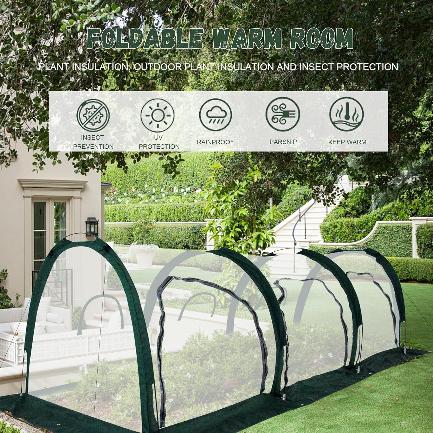 Portable Tunnel Greenhouse for Outdoors - Transparent Mini Greenhouses Ideal for Backyards and Outdoor Vegetable Cultivation (3M)-VerdiqueGarden
