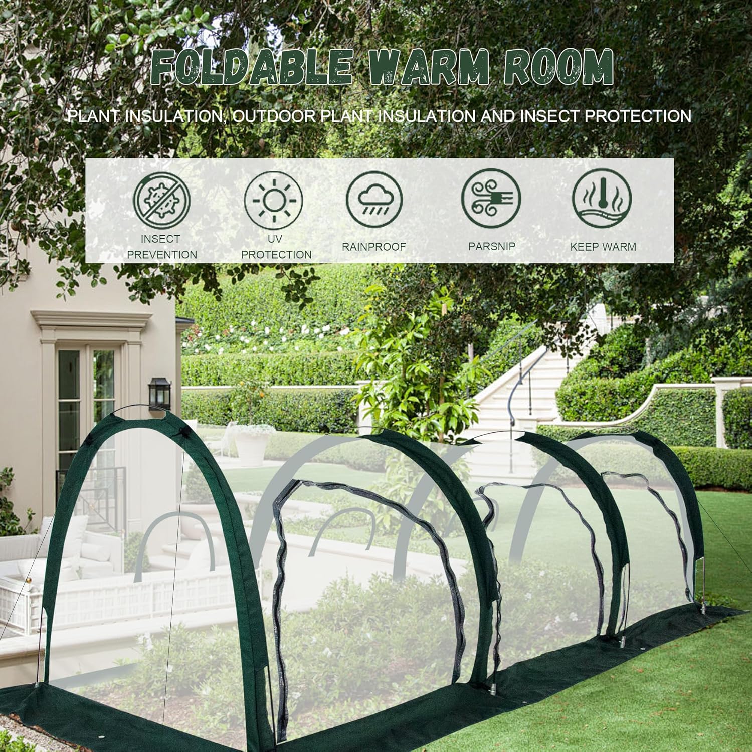 Portable Tunnel Greenhouse for Outdoors - Transparent Mini Greenhouses Ideal for Backyards and Outdoor Vegetable Cultivation (3M)-VerdiqueGarden