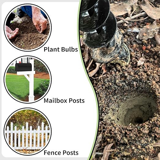 TCBWFY 2x32 Inch Auger Drill Bit for Planting - Long Handle Easy Planter Garden Auger - Bulb & Bedding Plant Augers - Post Hole Digger for 3/8”Hex Drive-VerdiqueGarden