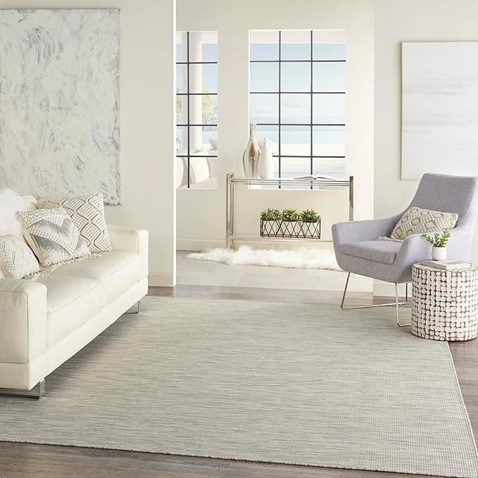 Nourison Home Positano 9' x 12' Light Grey Modern Indoor/Outdoor Rug Polypropylene-VerdiqueGarden