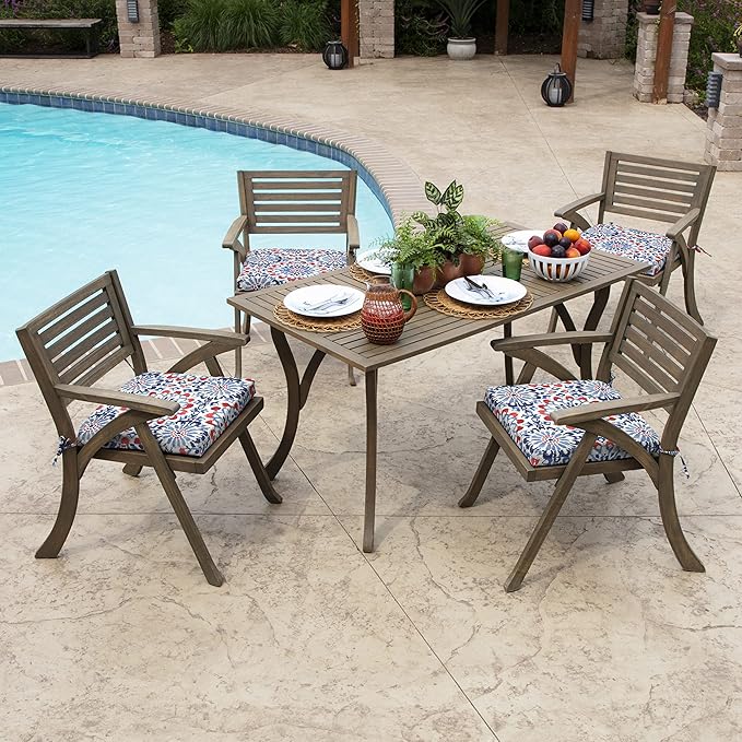 Arden Indoor/Outdoor Seat or Rocking Chair Cushion, 19 x 18, Water Repellent, Rain Proof, Fade Resistant Cushion for Rocking or Dining Chairs Clark Blue-VerdiqueGarden