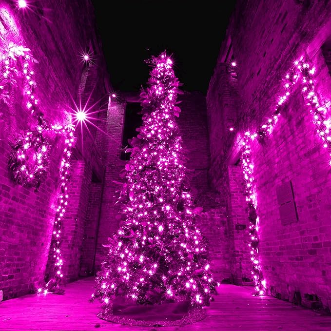 weillsnow Pink Halloween Lights Outdoor, 164 FT 500 LED String Lights Plug in, 8 Modes Waterproof Fairy Lights for Valentines Day, Halloween, Party, Wedding, Bedroom, Garden Decorations-VerdiqueGarden