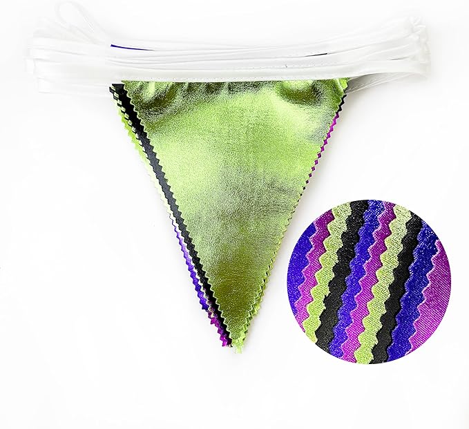 Video Game Party Decorations Black Blue Green Purple Metallic Fabric Triangle Pennant Banner Flag Bunting for Men Boys Birthday Graduations Retirement Wedding Bachelorette Video Game Party Supplies-VerdiqueGarden