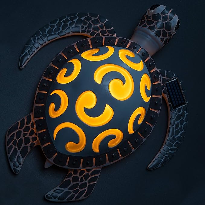 VP Home Tribal Sea Turtle Solar Powered Outdoor Decor Garden Light with LED Glowing Shell Great Addition for Your Garden, Decorations for Outside Patio Lawn Yard-VerdiqueGarden