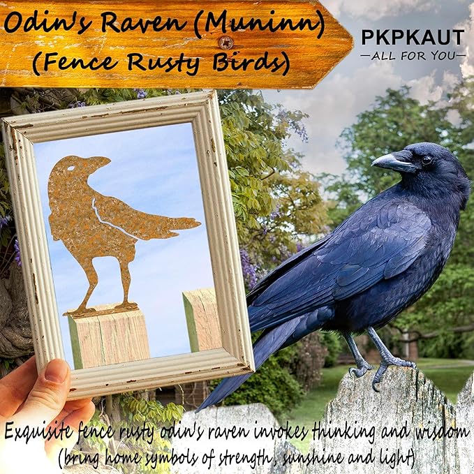 5Pcs Rusty Birds Metal Art Crow for Fence Decorations Outdoor, Metal Birds Craft Statue Ornaments Fence Topper Decor, Metal Bird Silhouette with Rusty Yard Art-VerdiqueGarden