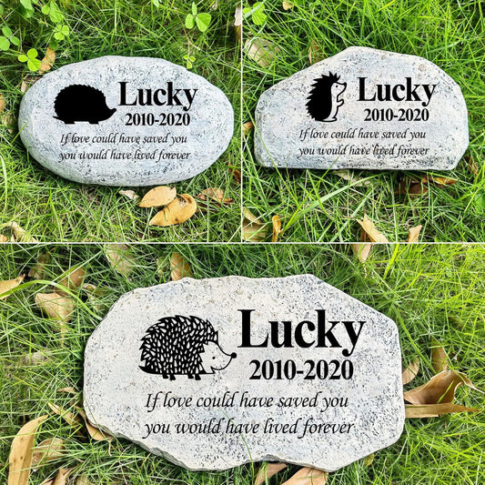 Zatanmulo Personalized Pet Memorial Stone, Garden Memorial Stone Personalized, Hedgehog Headstone, Hedgehog Tombstone, Memorial Plaque Outdoor, Garden Stepping Stone (Hedgehog)-VerdiqueGarden