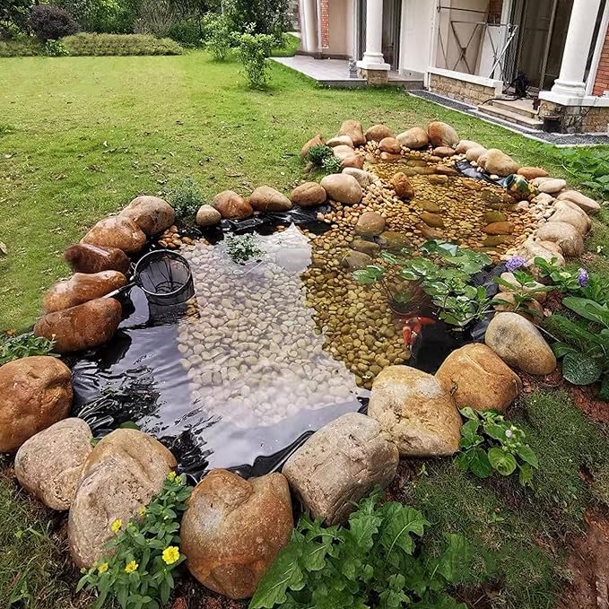 10 x 15 FT Pond Liner, 20 Mil Fish Pond HDPE Liner, Pond Liners for Outdoor Ponds, Koi Ponds, Garden Fountain, Waterfall-VerdiqueGarden