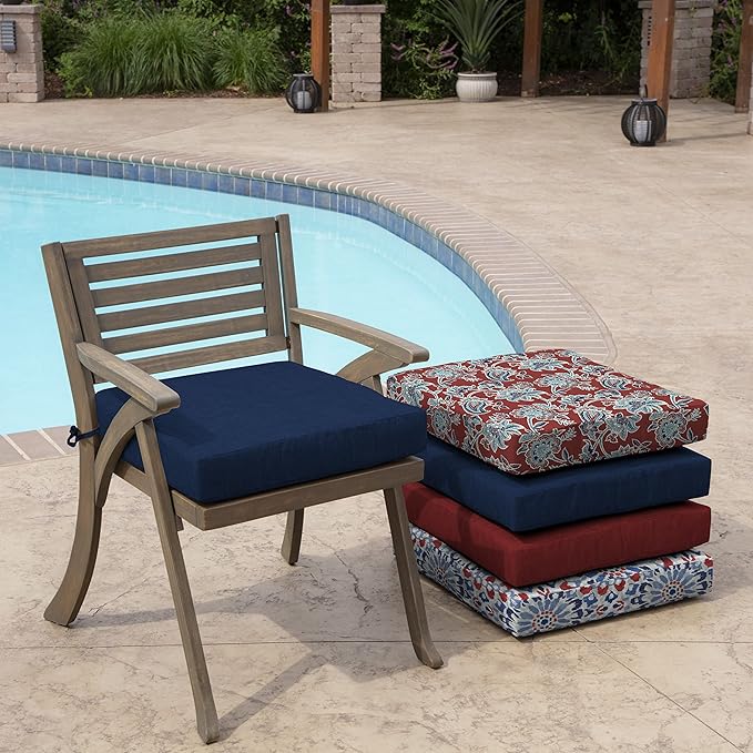 Arden Outdoor Seat Cushion, 19 x 19, Rain-Proof, Fade Resistant Sapphire Blue Leala-VerdiqueGarden