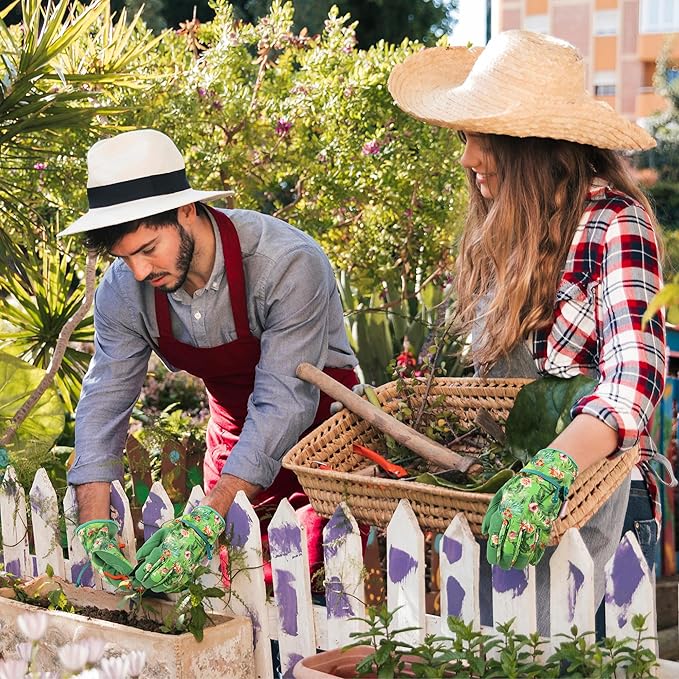 HLDD HANDLANDY Work Gloves for Women and Ladies, Leather Gardening Gloves Flexible Mechanic Working Gloves-VerdiqueGarden